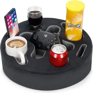 Couch Cup Holder-Sofa Cup Holder Pillow |   Couch Caddy Buddy |   Drinks Cupholder Tray Organizer for Bed, Rv, Tv, Car, Man Cave, Boat, Remote, Snacks |   Gift for Couch Potato,Newborns' Partent (Grey)
