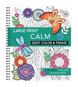 Calm Large Print Easy Color & Frame Coloring Gift Book, Stress-Free Spiral-Bound Children's Activity Book