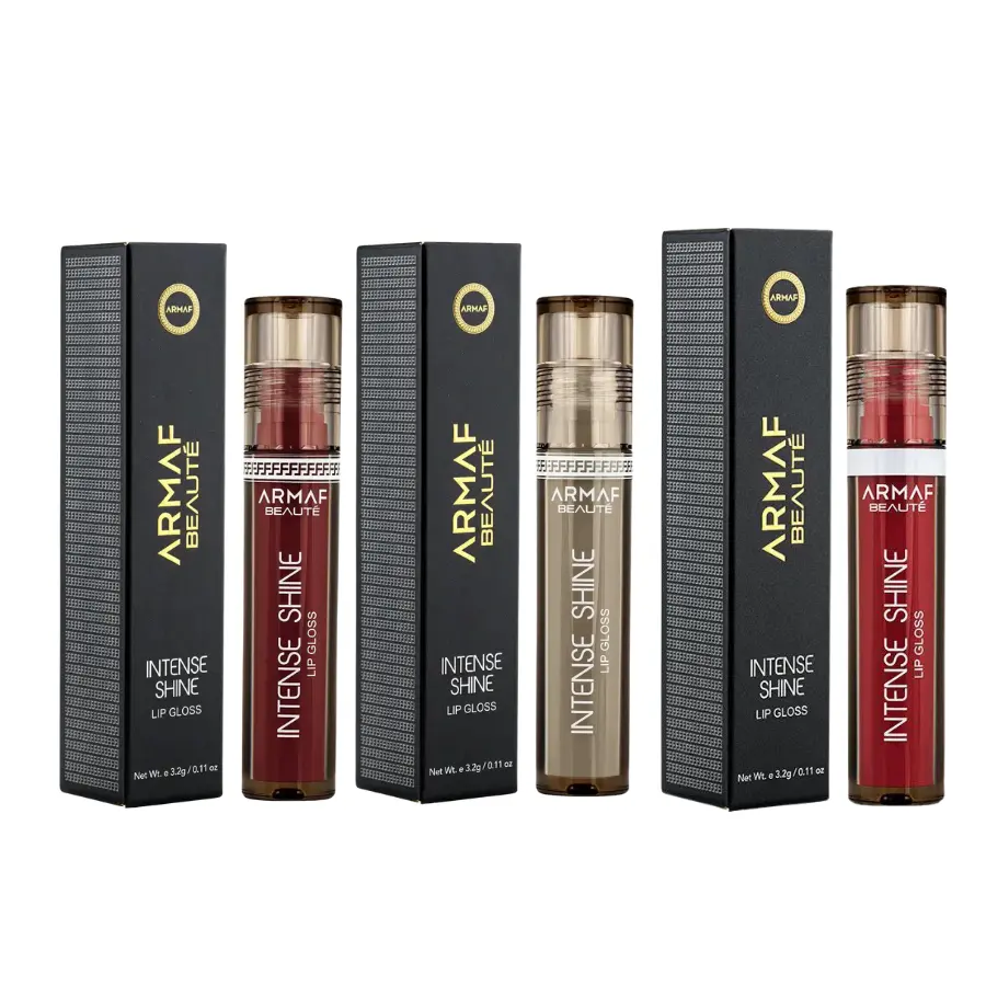 Armaf Beaute Intense Shine Lip Gloss - Hydrating Lip Moisturizer with Mango Seed Butter for All Skin Types | Glossy Finish Cosmetic, Sugar, Peach & Cherry, 3.2g, Hydrate, Nourishing, Glossy Lips