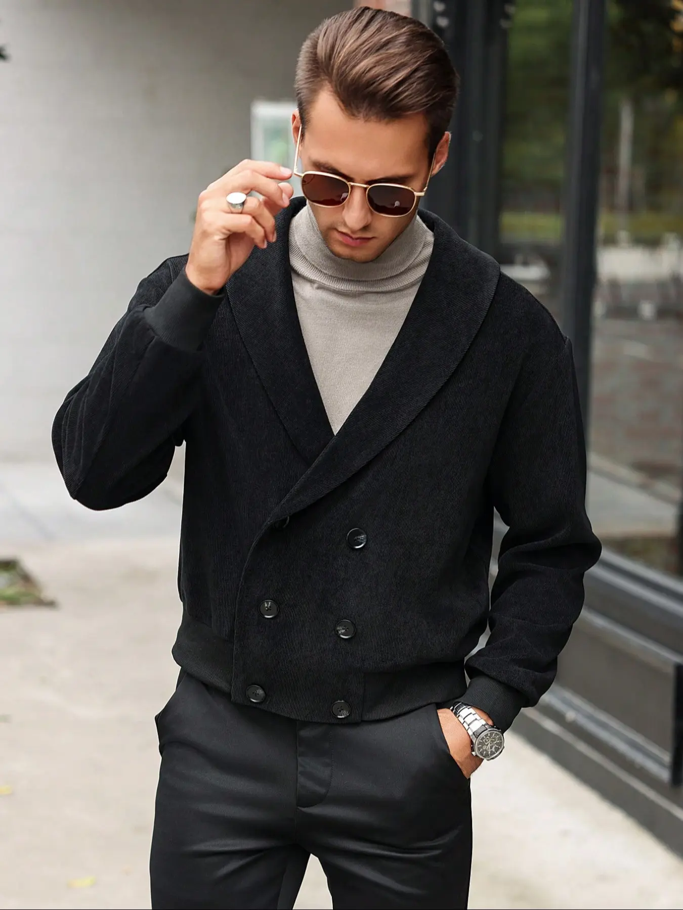 Men's Single Color Plain Button Front Knit Fitted Jacket Coat, Casual Long Sleeve Knitted Outerwear for Fall/winter, Comfortable Fashionable Design, Knitwear
