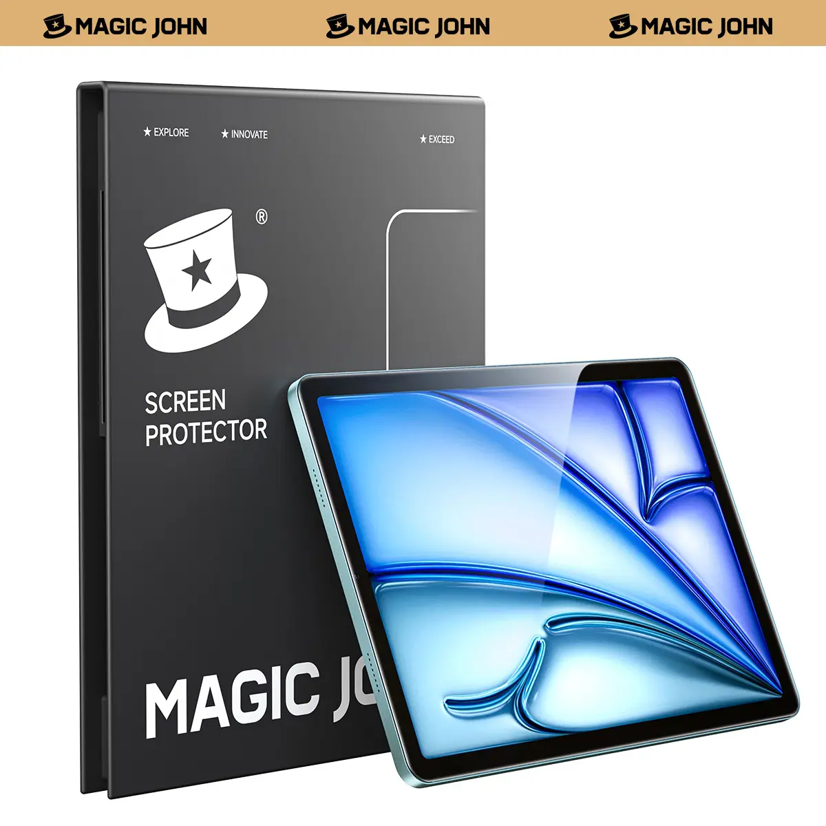 MAGIC JOHN Tempered Glass Screen Protector for Tablets, 0.3mm Protective Glass Accessory, 9H Hardness, 9H Drop Defense, Anti-Scratch, HD Clarity, Bubble-Free Apply, Pencil-Smooth Use, Back to School Essential