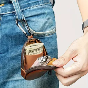 Luxury Vintage Leather Key Wallet, Full Grain Top Layer Cowhide, Unisex Multi-Function Card Holder, Business Commute Organizer, Vintage Style Wallet