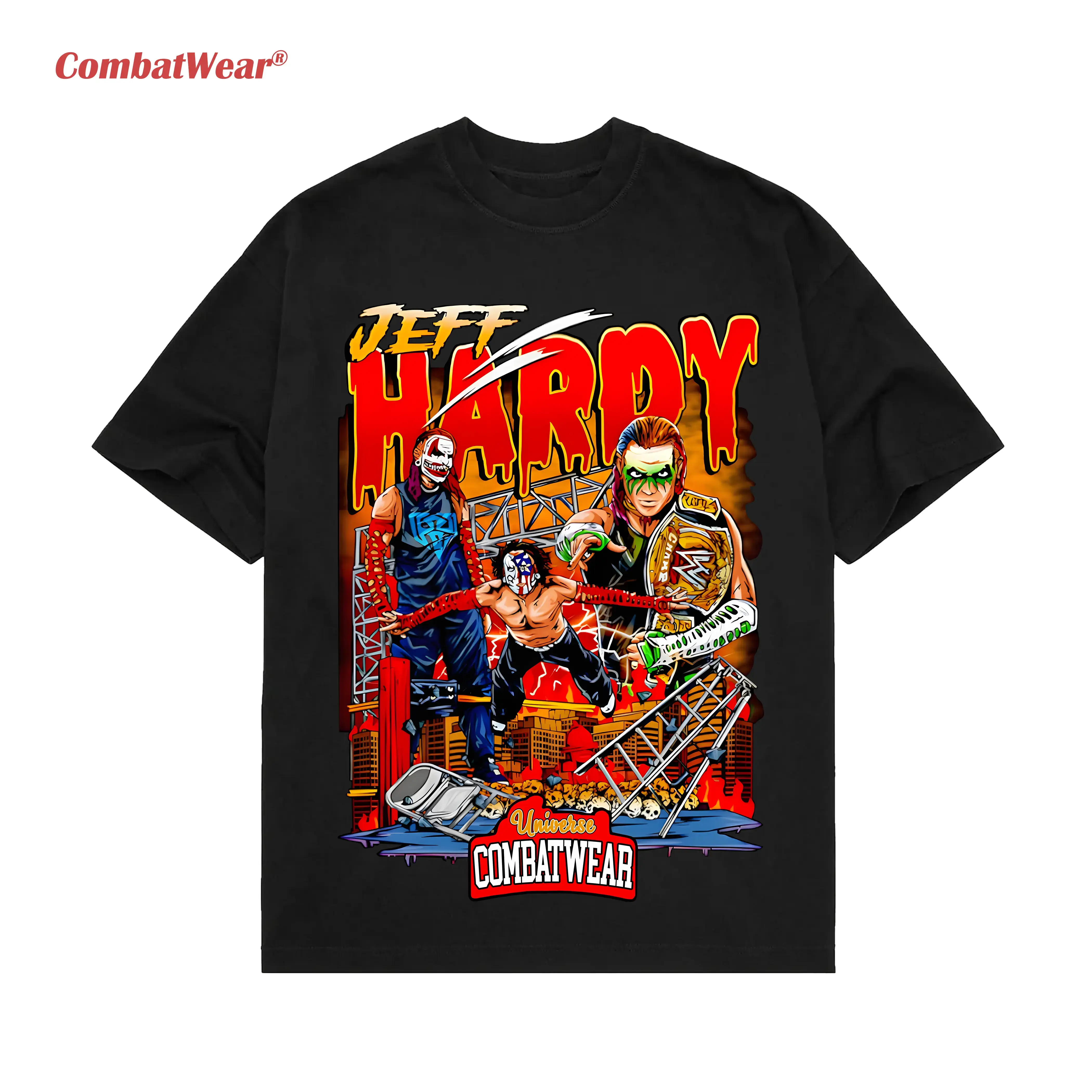 JEFF HARDY WWE SKYLINE CARTOON ART TEE, Wrestling Tee, Wrestling Graphic Tee, 2026 Wrestler Shirt, Sports Shirt, Wrestling Fan Gift graphic tee