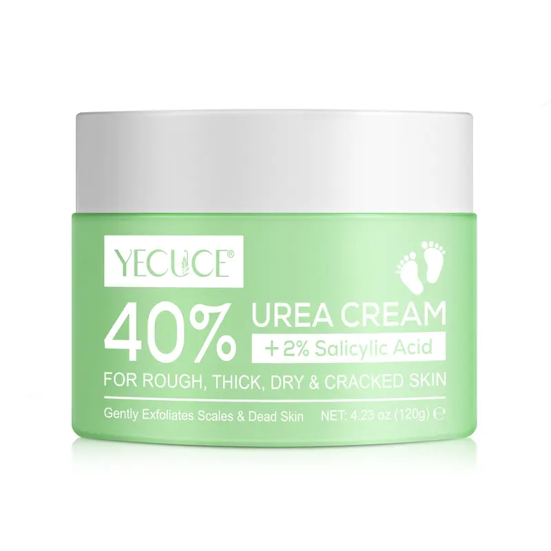 YECUCE 40% Urea Cracked Foot Cream with 2% Salicylic Acid, Tea Tree, Peppermint, Coconut Oil, Hyaluronic Acid - Alcohol-Free Hydrating Foot Moisturizer, Shea+Coconut Soft Intensive Care for Dry Cracked Heels & Hands, 120g Lotion (Beauty & Personal Care),f
