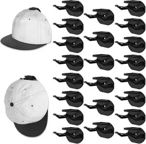 22 Pack Adhesive Hat Hooks for Wall, Super Strong Hat Rack for Baseball Caps, Hat Organizer Display for Home Decor, Hat Hangers Holder for Wall, Door, Closet, No Drilling - USA Patented (Black)