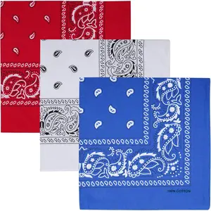 Cotton Large Bandanas for Men and Women, 22 Inch Paisley Bandana with Multiple Colors