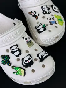 Cute Panda Cartoon Shoe Charms Set, Shoe Embellishment Set, Shoe Decoration Charms, DIY Fun Shoe Accessories for Personalized Shoes, Perfect Gift for Kids, 12-Piece Collection Decor