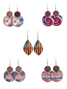 Boho Drop Earrings, Natural Wood Geometric Design, Preppy Style, All-Over Print Pattern, Perfect for Any Season, Unique Jewelry Piece