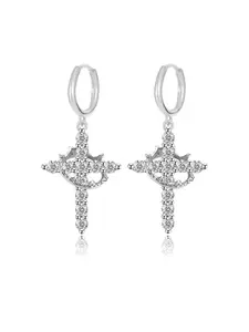 Elegant Geometric Cross Pendant Earrings for Women, Cross Dangle Earring, Rotatable Crown Design, Perfect Gift for Special Occasions, Fashion Jewelry