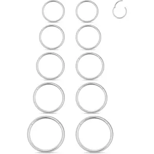 20G 18G 16G 14G Nose Rings Hoops Astm F136 Titanium Clicker Septum  Lip Ring Tragus Helix Daith Rook Conch Snug Cartilage Lobe Earrings Hoop   For Women Men 6MM-16MM