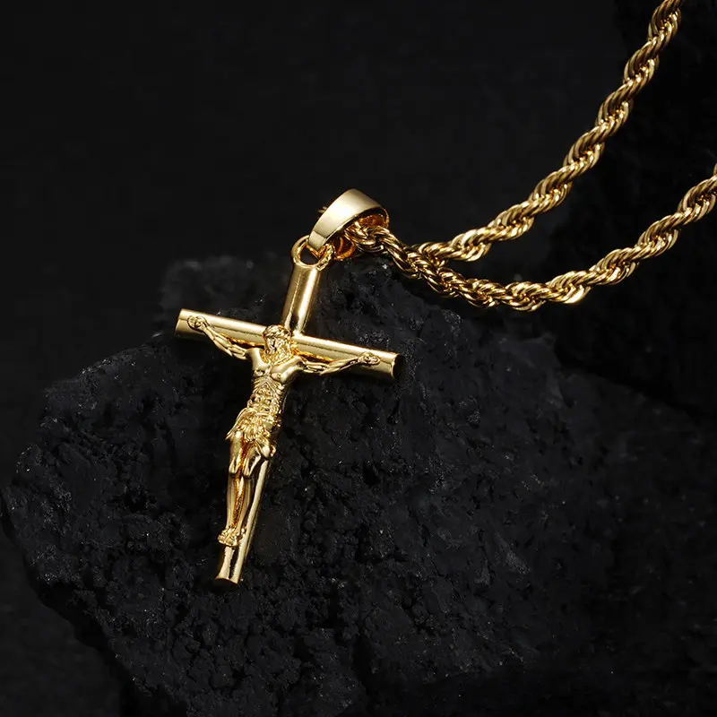 [Holiday Prayer Gift] 1pc Fashion Classic Twisted Cross Pendant Necklace, Unisex Spiritual Crucifix Chain Jewelry, Simple Sacred Holiday Blessing Gift for Teenagers, Cross Necklaces, Crucifix Necklaces