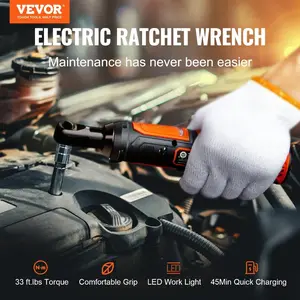 fathersdaygift Summervibes VEVOR 3/8 Cordless Electric Ratchet Wrench Set, 12V 33 Ft - lbs Power Ratchet Tool Kit, 45 - Min Fast Charge, 2 - Pack 2.0Ah Battery, Built - in LED Light, Variable Speed Trigger, 10 SocketsVEVOR Super Brand Day