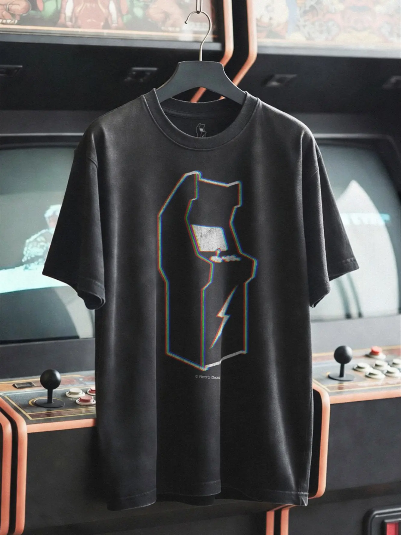 Retro Daze Glitch Arcade Logo Tee | Retro Gaming Graphic T-Shirt | Vintage Arcade Washed Streetwear Shirt