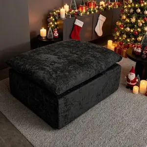 【Memorial Day Gift】NMXVXMN 39.4"x 29.5" x 16.5" Luxurious Chenille Fabric Boneless Ottoman for Sofa Couch, Ottoman Foot Rest, End of Bed Bench, No Assembly Required tool-free for Living Room, Bedroom, Entryway