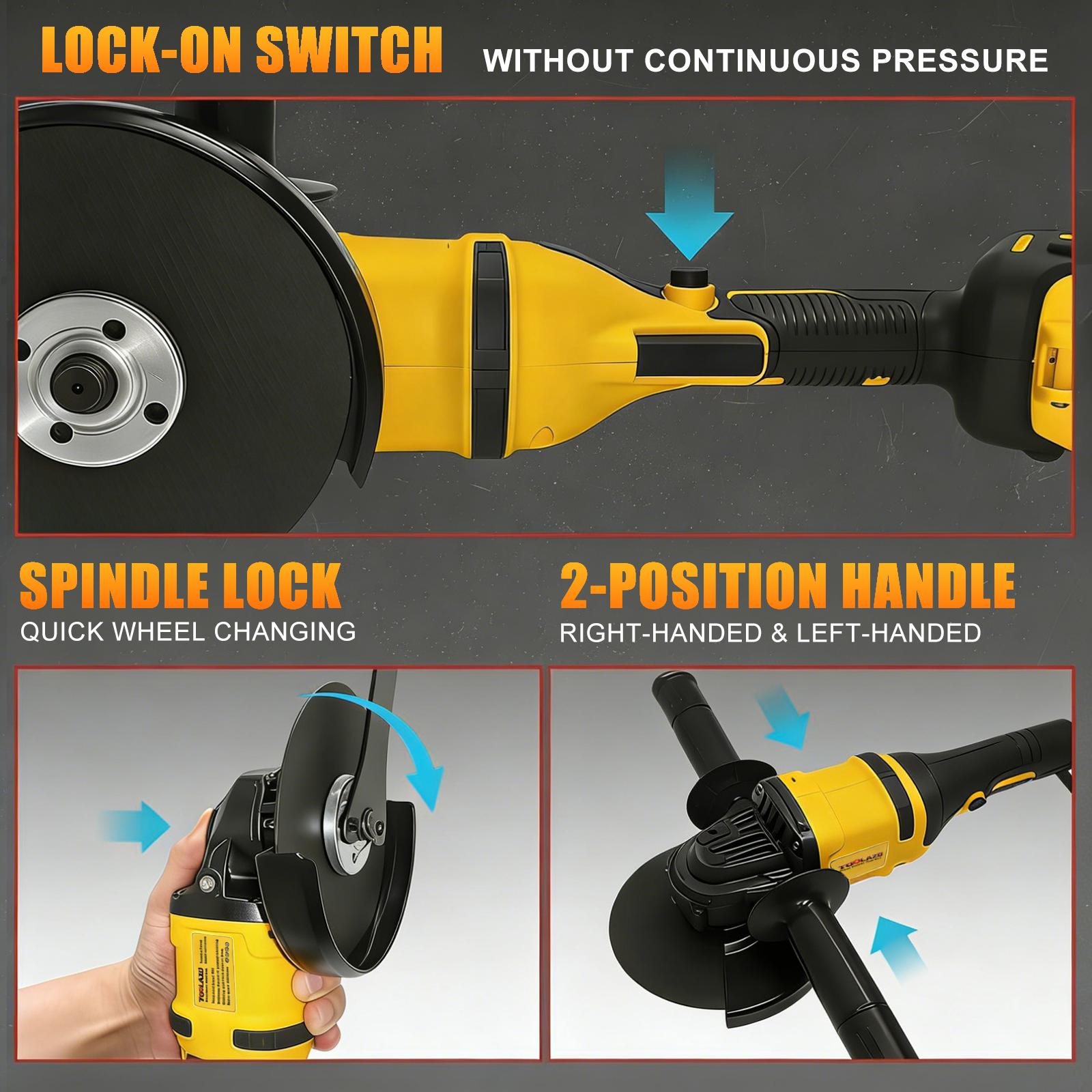 20V Cordless Brushless Angle Grinder, Tool Only Battery Not Included, 8500 RPM 4-1/2 Inch Cutting Grinding Polishing Tool for Metal, Tile, Concrete and DIY