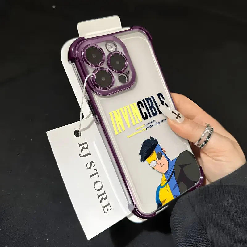 Cartoon Cool Anime Superhero Invincible Phone Case Suitable for iPhone 17 16e 16 15 14 13 12 11 Mini Pro Max Air X XR XSMAX 8 7 Plus Anti-Drop Transparent Soft Back Cover, Anime Phone Cases