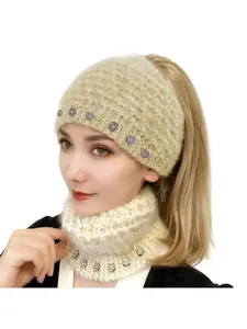 Women's Handwoven Squirrel Fluffy Soft Scarf & Ear Warmer Headband Set, Thickened Autumn Winter Accessory, Multiple Colors Available