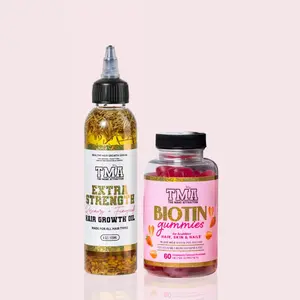 Extreme Growth Kit - Rosemary & Fenugreek Extra Strength Hair Growth Oil & Biotin Gummies For Hair, Skin & Nails Haircare Strawberry Natural Hypoallergenic Thicker Stronger Hair Strengthens Hair Thickening Regrowth Formula Strengthening Hair