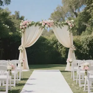 Sheer Wedding Arch Drape 5ft × 10ft Beige – Backdrop Curtain Panel with Rod Pocket