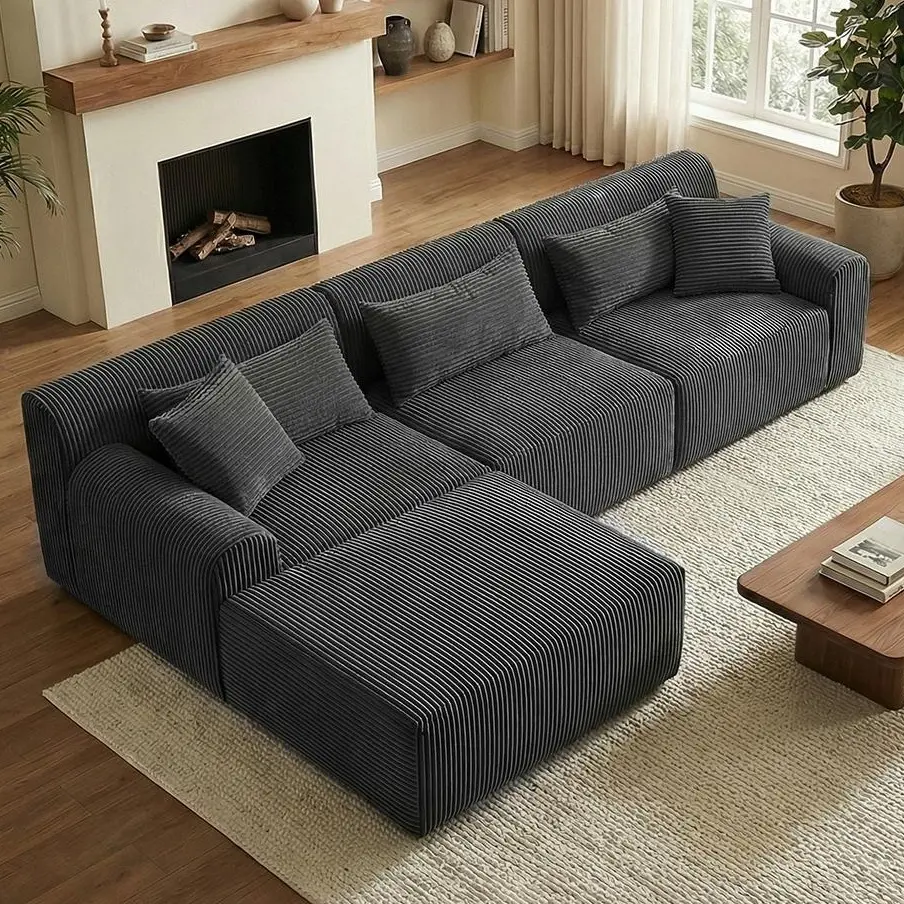 Winzoo Modular Couch Compression Sectional for Living Room Cloud Comfy Minimalist Breathable Ottoman with Backrest Armrest