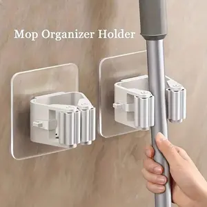 Mop Broom Holder, Strong Wall-Mounted Cleaning Tool Rack, Ideal for Garage Kitchen Laundry Room Workshops, Efficient Space Organization, Hanging Organizer