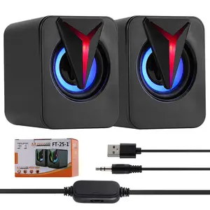 3.5mm RGB LED Mini USB Wired Computer Speakers Stereo Volume Control RGB Light For Laptop Desktop Notebook Computer PC Tablet