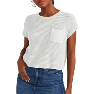 Dokotoo Women's Casual Short Sleeve Loose Tunic Tops Lightweight Knit Spring Pullover Sweater Blouses