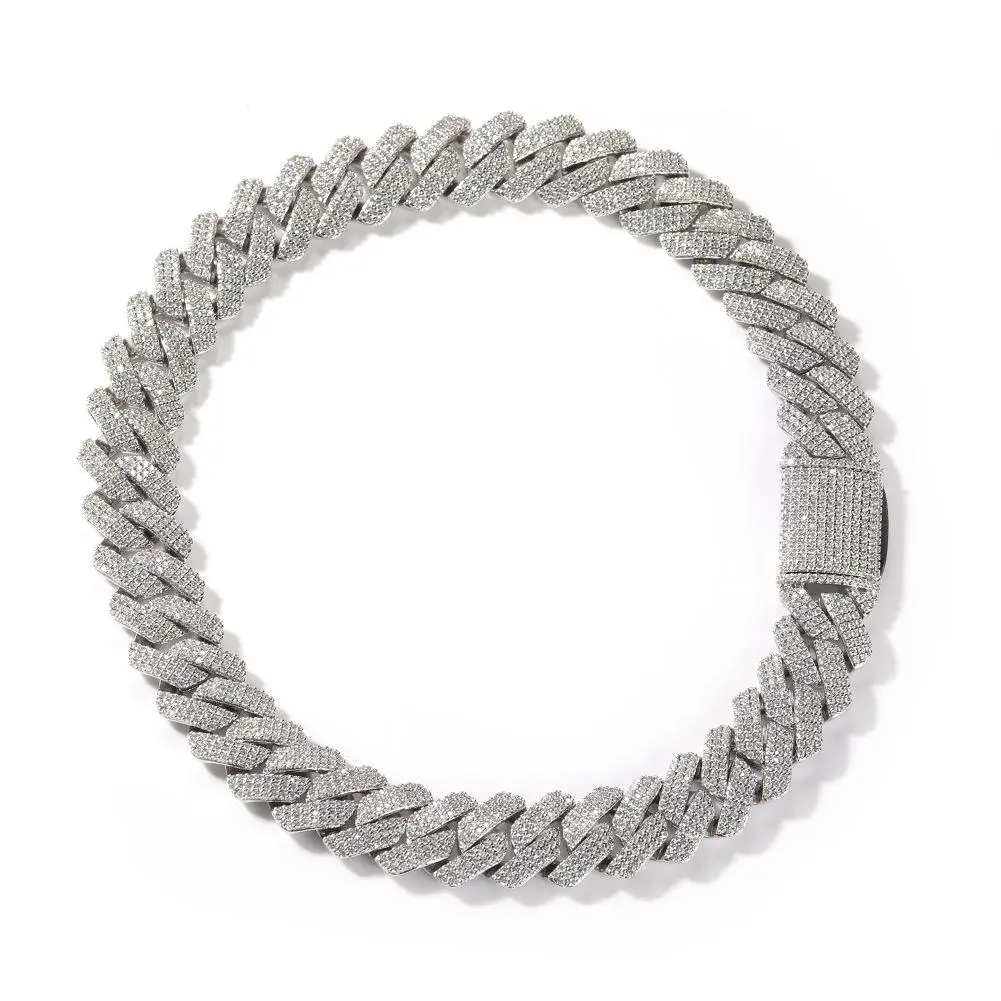 Icedout jewelry new full hip-hop necklace, men's versatile high- class sense of copper with zirconia 20mm Cuban necklace jewelry, fashion singles versatile style, the best gift for your boyfriend