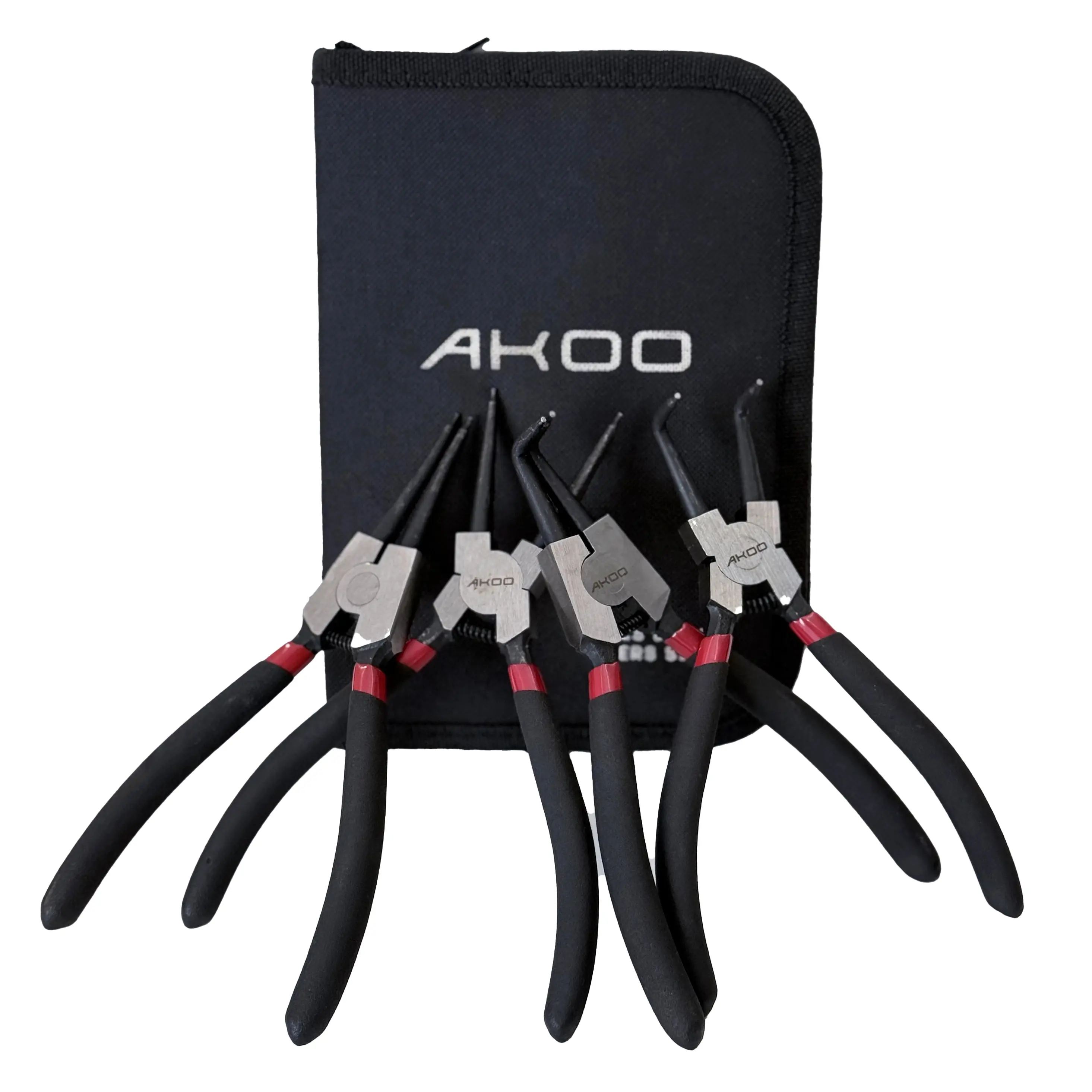 Snap Ring Pliers Set, 4pcs 7" Internal/External Circlip Pliers Kit with Straight/Bent Jaw, Heavy Duty Precision Spring Loaded Pliers for Ring Remover Retaining and Remove Hoses, Gaskets, Ring Remover Retainin