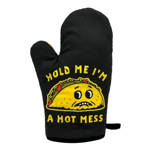 Hold Me Im A Hot Mess Funny Funny Taco Tuesday Cinco De Mayo Kitchen Utensils Funny Graphic Kitchenware Bakeware Cinco De Mayo  Funny Food  Novelty Cookware Black -