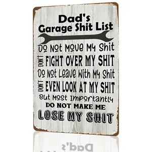 Vintage Metal Aluminium Sign 'Dad's List' For Garage, Bedroom, Man Cave - Funny Novelty Gift For Dads & Men, Home Decoration 12x8 Inch