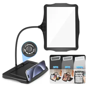 10X Large Rechargeable Magnifying Glass with Light and Stand, 50 LED Flexible Gooseneck Magnifying Desk Lamp,11 inch Large Page Magnifier for Reading,Sewing,Crafts,Painting,DIY,Close Work Black