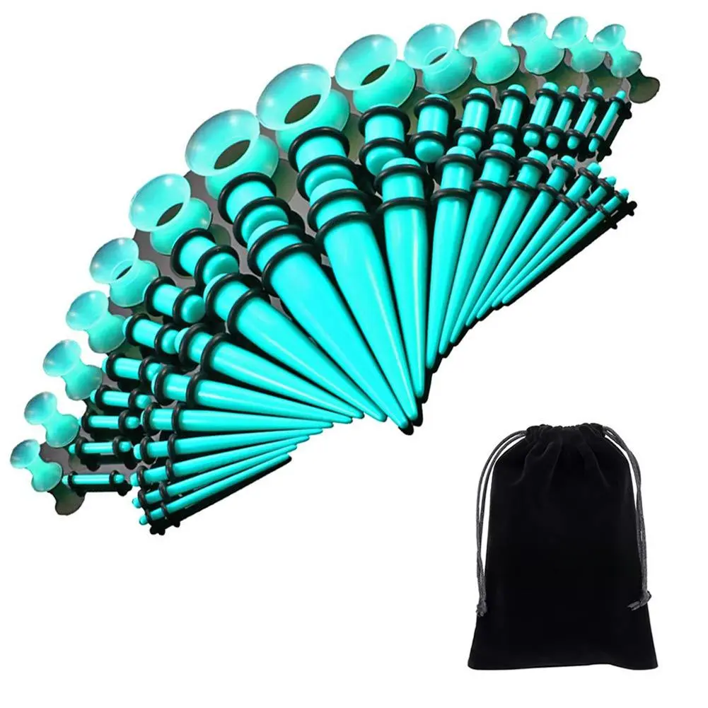 50 Pieces Ear Stretching Kit 14g-00g Tapers And Plugs + Silicone Tunnels - Gauges Expander Set Body