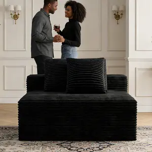 47.2" Luxury Corduroy Boneless Sofa,Loveseat, Double Sofa for Apartment, Living Room, Bedroom, Lazy Sofa, Armless Sofa for Small Space, Comfortable Flannel Fabric, Includes Pillows, No Assembly Required