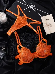 Women's Solid Color Bra & Panty Two-piece Set, Elegant Comfy Breathable Lingerie Set, Women's Underwear Set for All Seasons