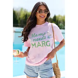 Mama Needs A Marg Light Pink Graphic Tee