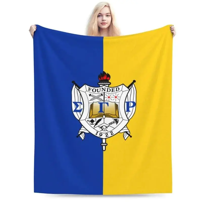 Sigma SGR Gamma Rho Flannel Fleece Blanket - Ultra Soft, Digital Printed, Fluffy Microfiber Cozy Chic Decorative Giftable Blanket for Sorority Members, All-Season Bedroom Couch Throw, Greek Style Birthday Christmas Gift, Cozy Chic Blanket, Decorative Gift