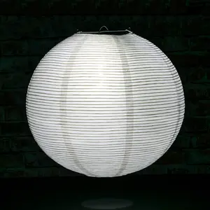 24" White Fine Line Premium Even Ribbing Paper Lantern, Extra Sturdy