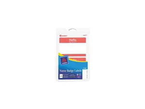 Avery 5140 Print/Write Self-Adhesive Name Badges, 2-11/32 x 3-3/8, Red, 100/Pack