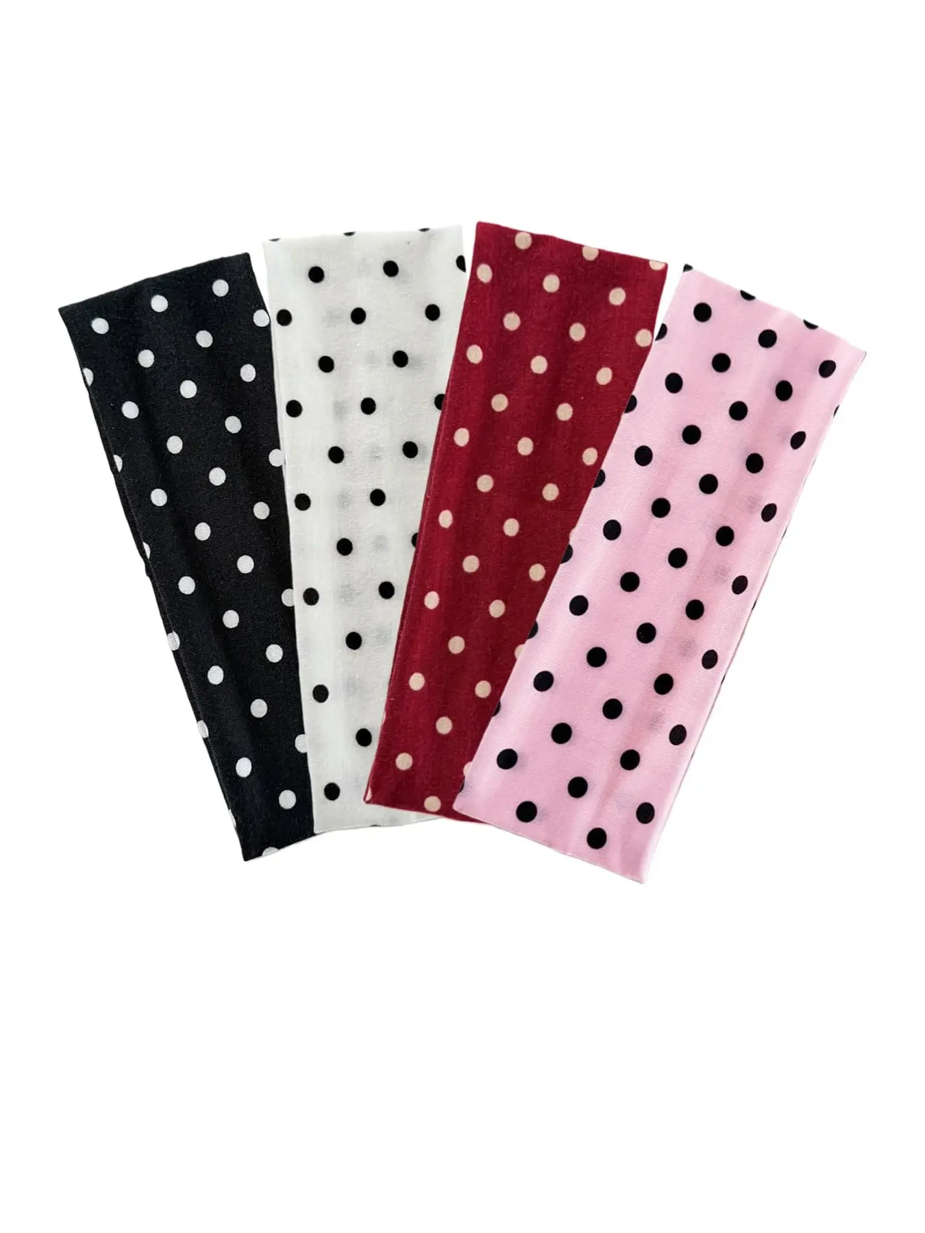 4pcs Women's Polka Dot Sports Headbands, Workout Athletic Headbands, Elastic Sweatband Headband, Elastic Sweat-Wicking, Soft Breathable Fabric, Ideal for Dates, Vacations, Yoga, Running, Men's Headbands