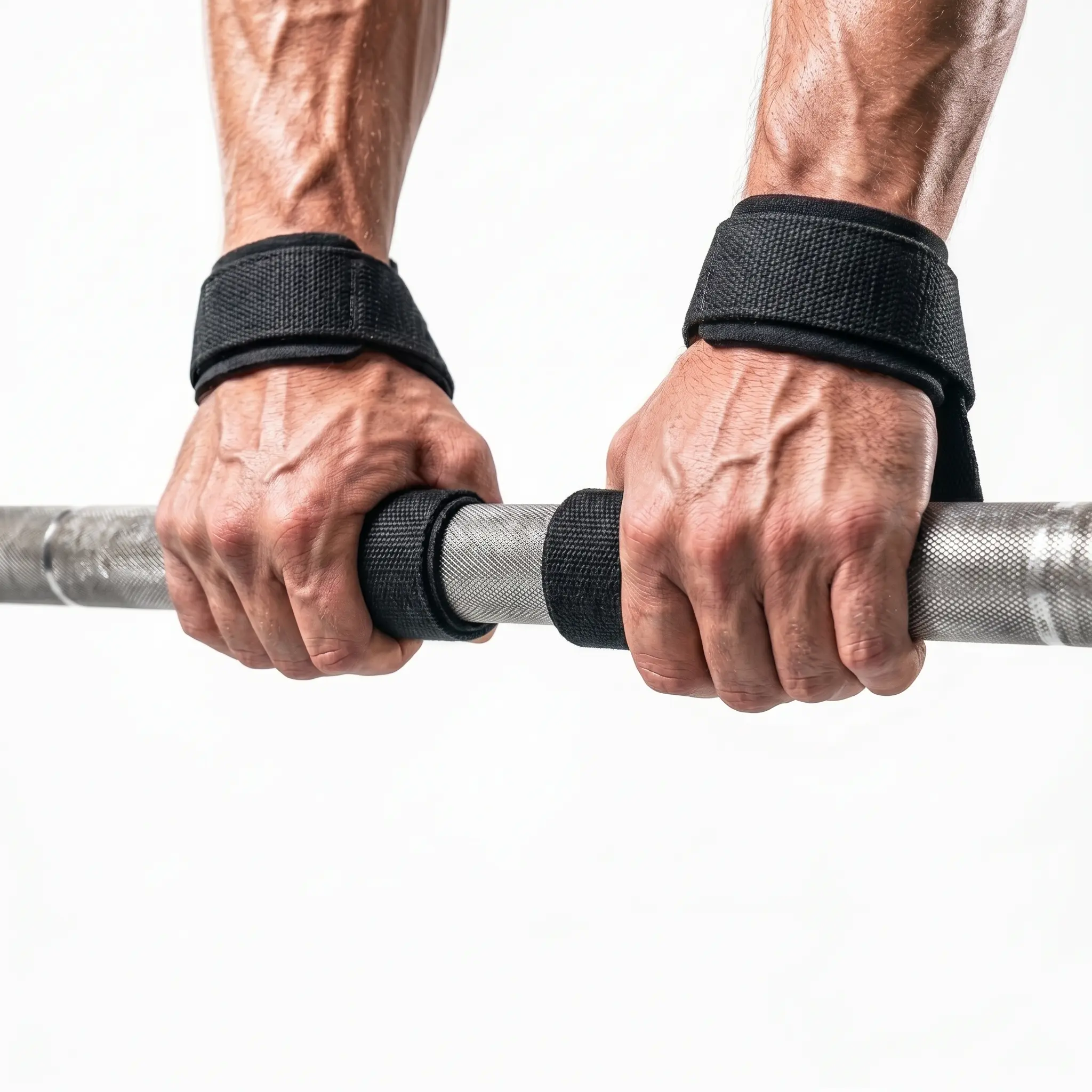 1 Pair Cotton Weightlifting Straps with Thick Foam Padding - Heavy Duty Wrist Support for Deadlifts, Rows & Pull-Ups non-slip