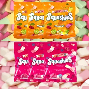Smarties Squashies - Rasberry and Cream or Mixed Fruit - Soft Chewy Candy - 5oz per Bag - 3 Packs or 6 Packs - Delightful Taste Experience - Perfect Snack