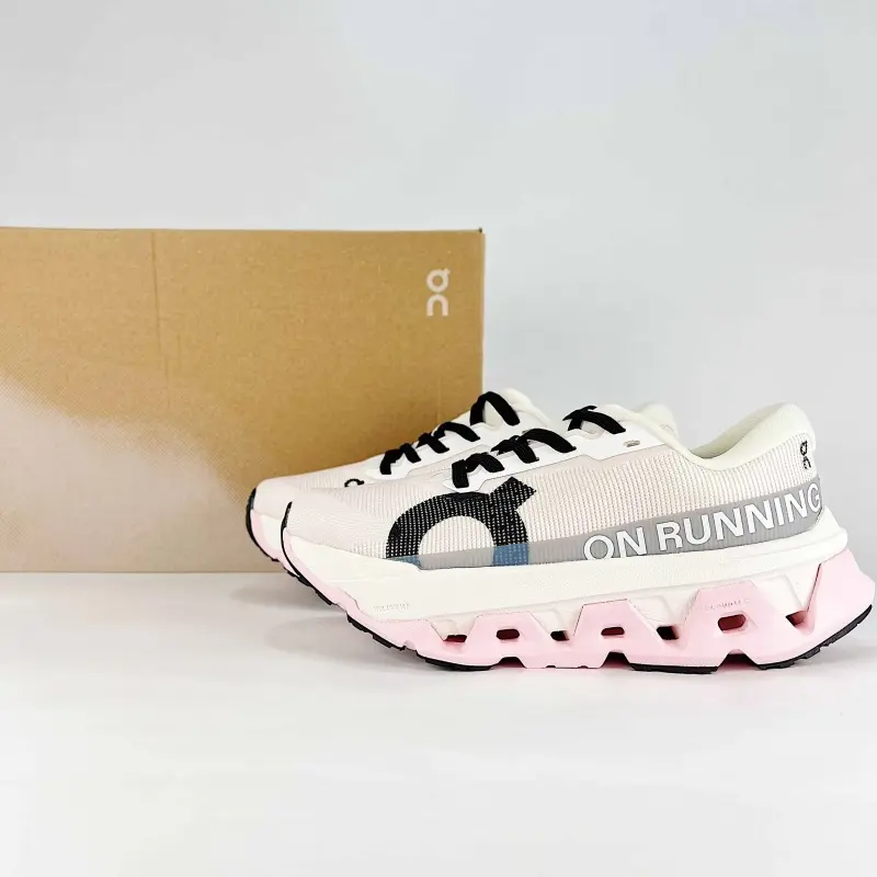 White Pink Mesh Running Sneakers, Shock Absorbing Athletic Trainers, Breathable Lightweight Outdoor Sports Footwear