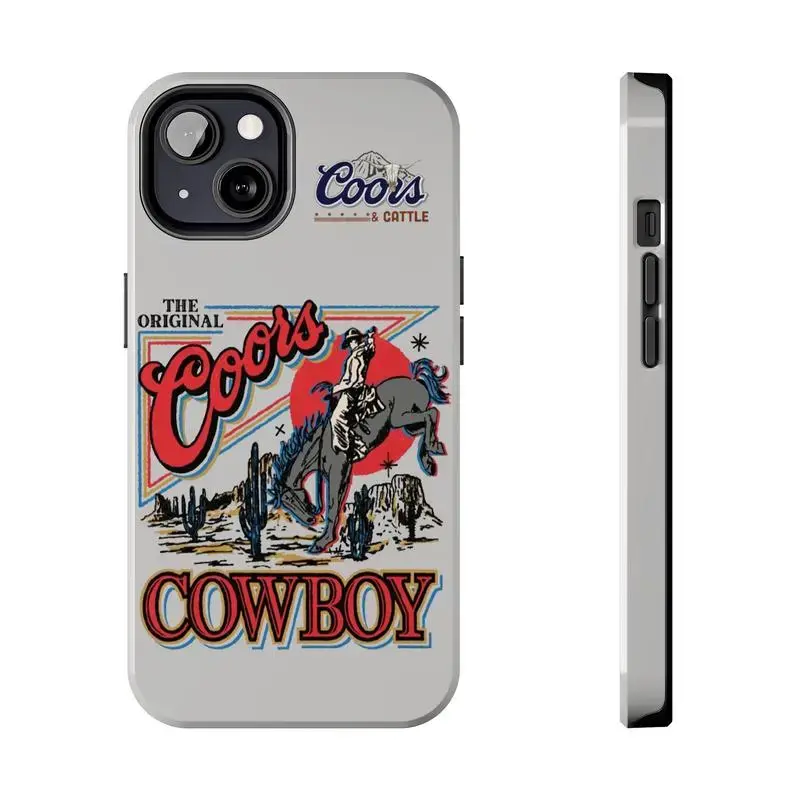 Vintage Coors Banquet Cowboy iPhone Case - Multi-Color Cowboy Way Style For iPhone 16, 15, 14, 13, 12, 11, X, Mini Pro Max Plus