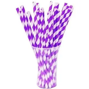 Purple Striped Paper Straws - 7.75 in. | 25 Count