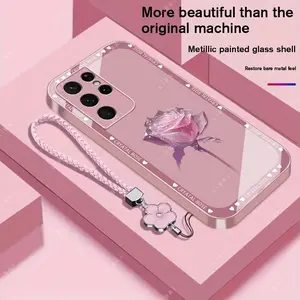 Suitable for [Galaxy S21 Ultra 5g] Brand new premium phone case, Free four-leaf clover lanyard，drop-proof and fingerprint-resistant，simple and elegant design，multiple colors available YM99