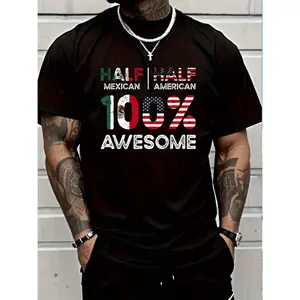 100% Cotton Summer T Shirts  Mexican American Mexico Us Flag T-Shirt Women S Men Graphic Tee -1 T-Shirt For Men and Women