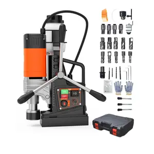 Magnetic Drill, 1850W 2" Boring Diameter, 2922Lbf Power Portable Magnetic, 810 PRM, Variable Speed with Reversible，with 10Pcs Drill Bits 3Pcs Twist Drill and 1Pcs Plastic Box for Metal Surface