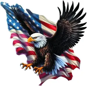 2pcs American Flag and Eagle Vinyl 5.51"x5.51", Patriotic National Symbol Sticker for Car, Truck, Laptop, Window, Proud American Gift, Waterproof & Durable Car Sticker |#DS36