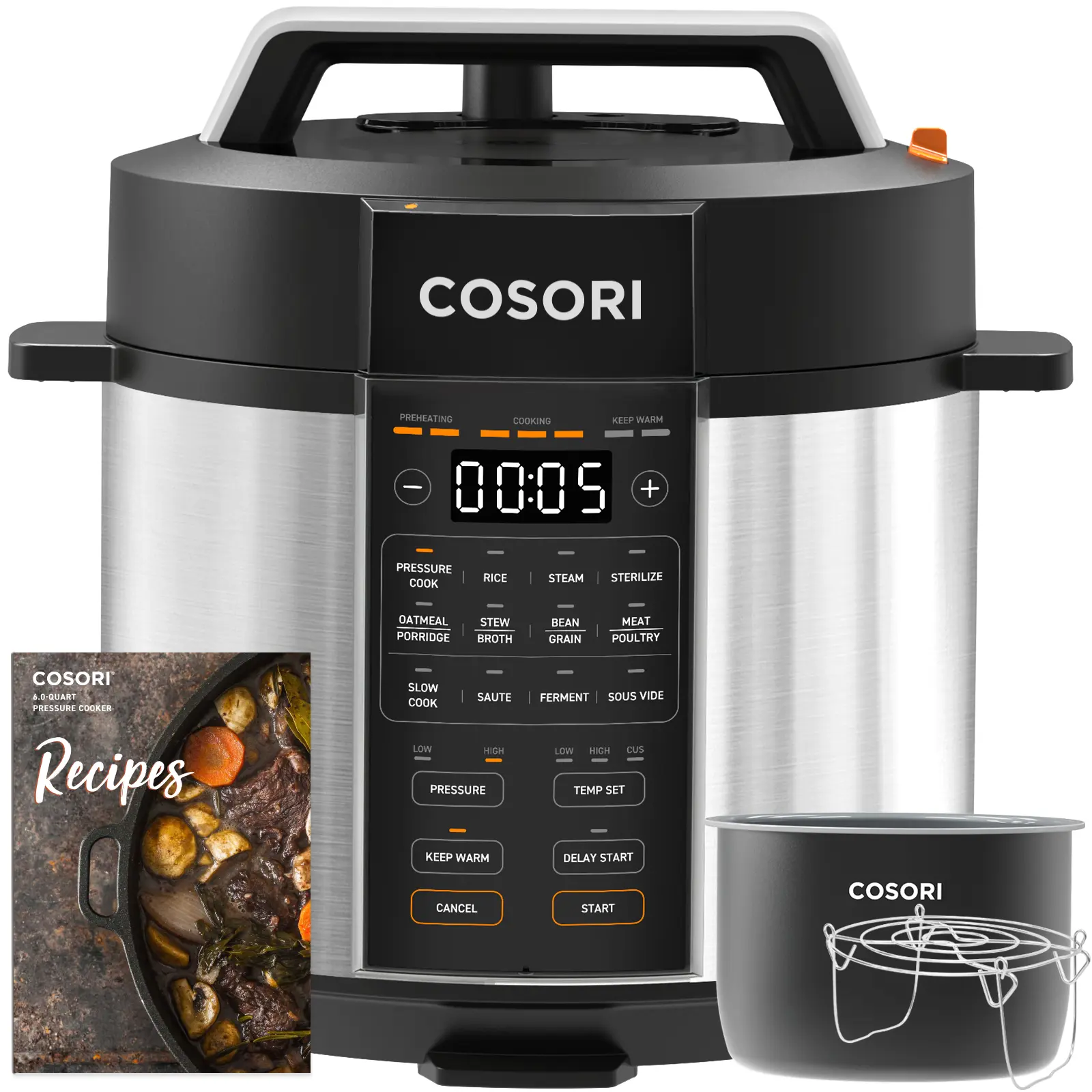 COSORI 9-in-1 6-qt Electric Instant Pressure Cooker - Instant Multi Cooker, 1100W Multifunction Kitchen Appliance with Rice, Sauté, Sous Vide, Sterilizer Modes, Stainless Steel & Aluminium Inner Pot, Safety Features,tiktokshopbacktoschool,home essentials
